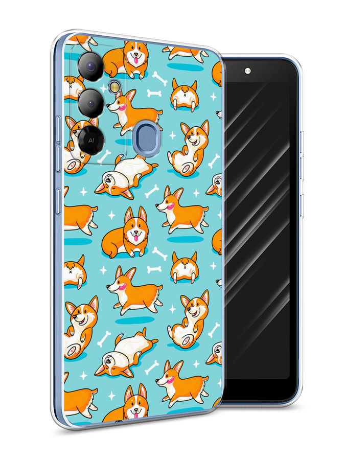 

Чехол Awog на Tecno Pop 6 Go "Веселые корги", Коричневый, 302950-2