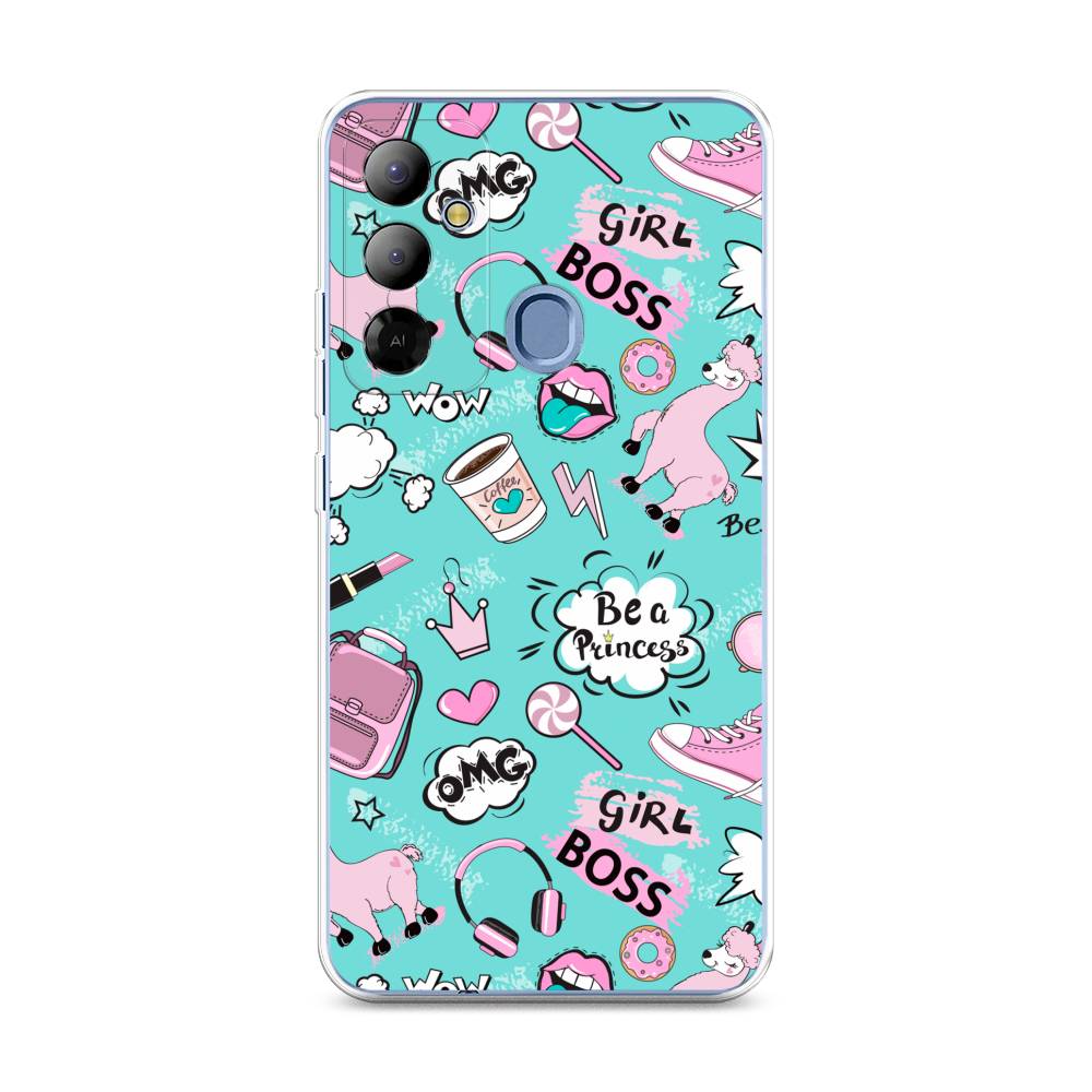 

Чехол Awog на Tecno Pop 6 Go "Стильная лама", Голубой;розовый;белый, 302950-1