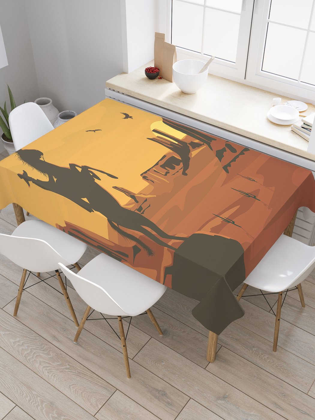 

Скатерть прямоугольная JoyArty "Ковбой в прериях" из сатена, 180x145 см, Серый, Ковбой в прериях