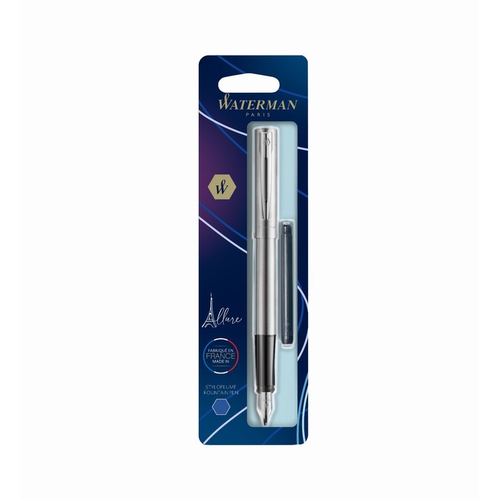 

Ручка перьевая Waterman ALLURE, 0,7 мм F, хром корпус, блистер S0174956