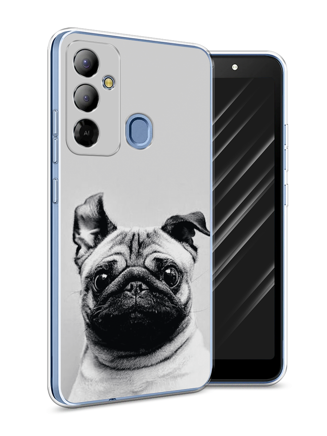 

Чехол Awog на Tecno Pop 6 Go "Ушастый мопс", Серый, 302950-1