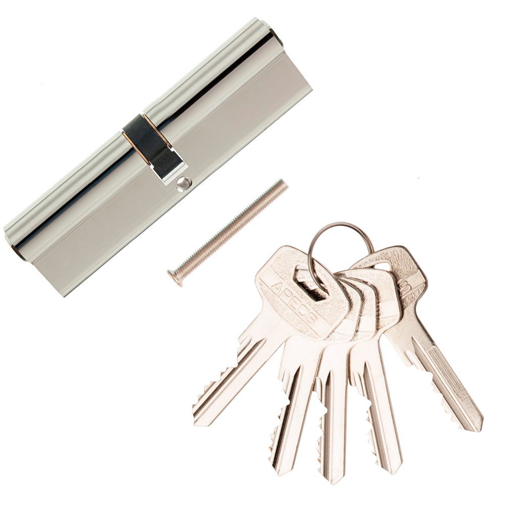 

Цилиндр для замка APECS SC-110 55х55 мм ключ-ключ никель, Серебристый