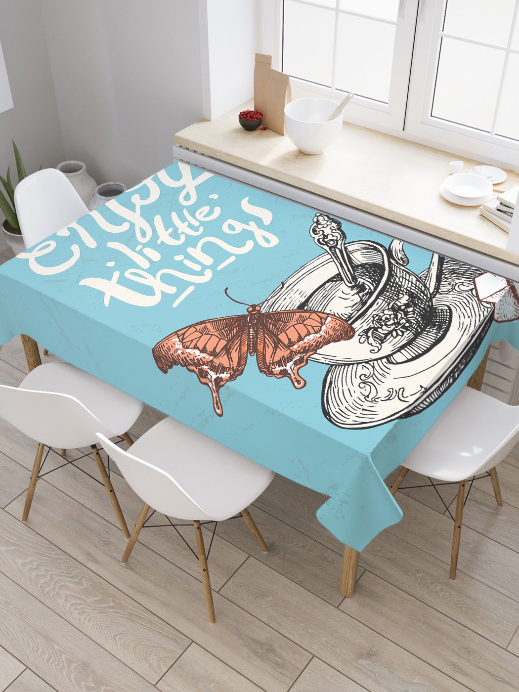 

Скатерть прямоугольная JoyArty "Наслаждение в чашке чая" из сатена, 180x145 см, Голубой, Наслаждение в чашке чая