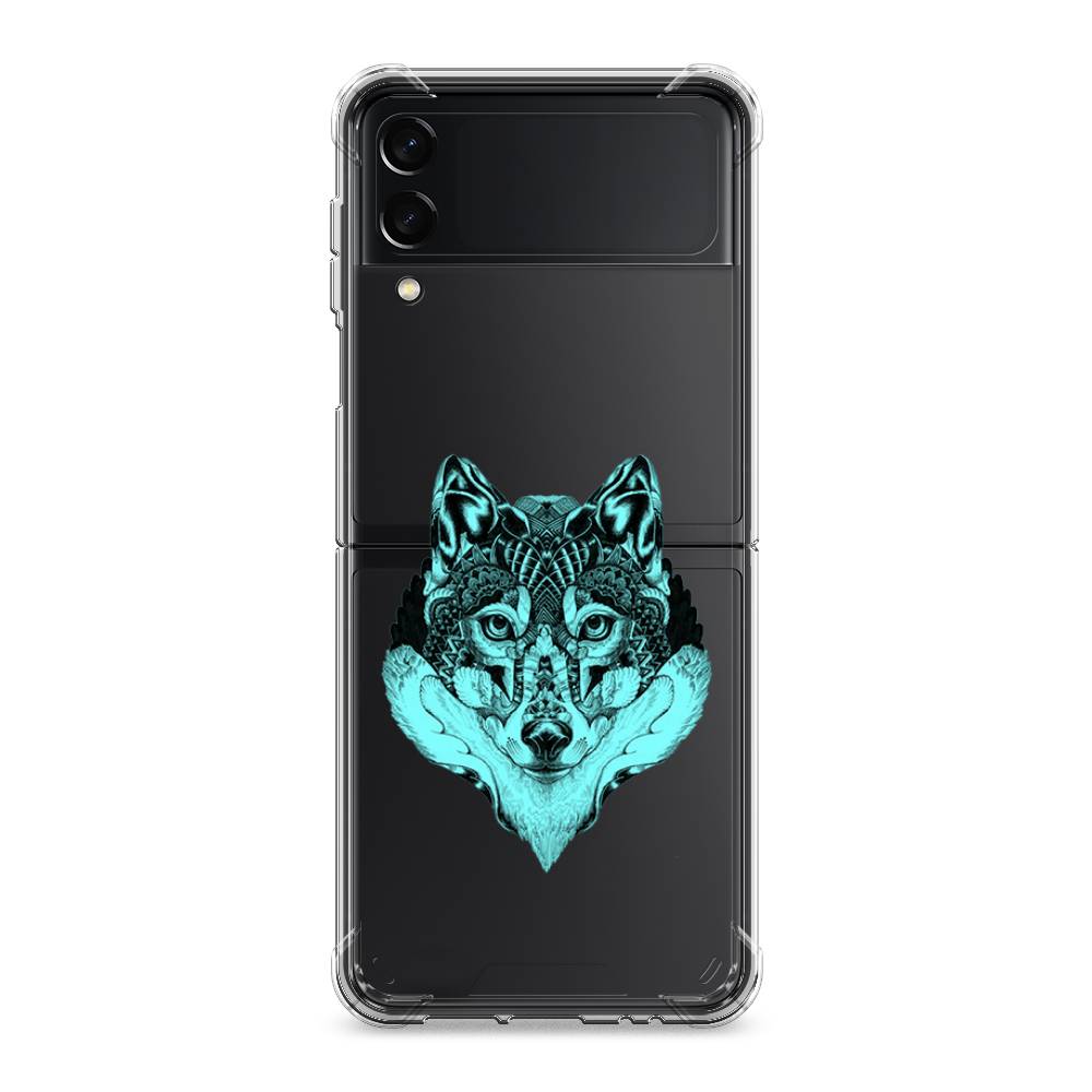 

Чехол Awog на Samsung Galaxy Z Flip 3 / Самсунг Z Flip 3 "Бирюзовый волк", Голубой;черный, 2103751-1