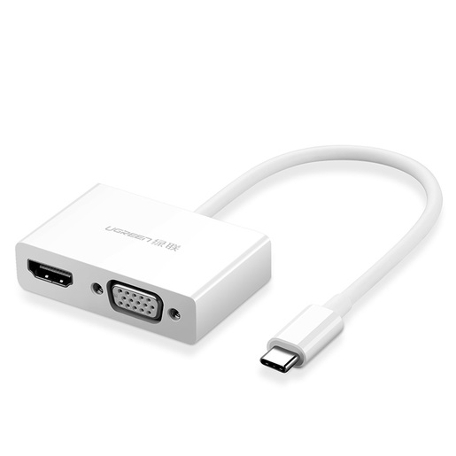 Адаптер UGREEN MM123 (30843) USB Type C to HDMI + VGA Converter, белый