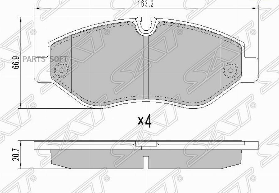 

Колодки тормозные перед MERCEDES SPRINTER 06- 3/5-T 1шт SAT STA0044208320