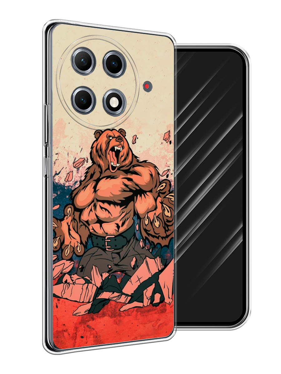 

Чехол Awog на Tecno Camon 30S Pro "Медведь с флагом РФ", Коричневый;синий;красный, 309550-1