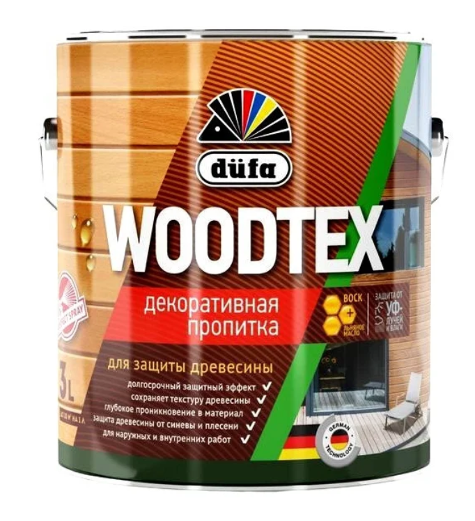 Пропитка декоративная для защиты древесины алкидная Dufa Woodtex махагон 3 л.