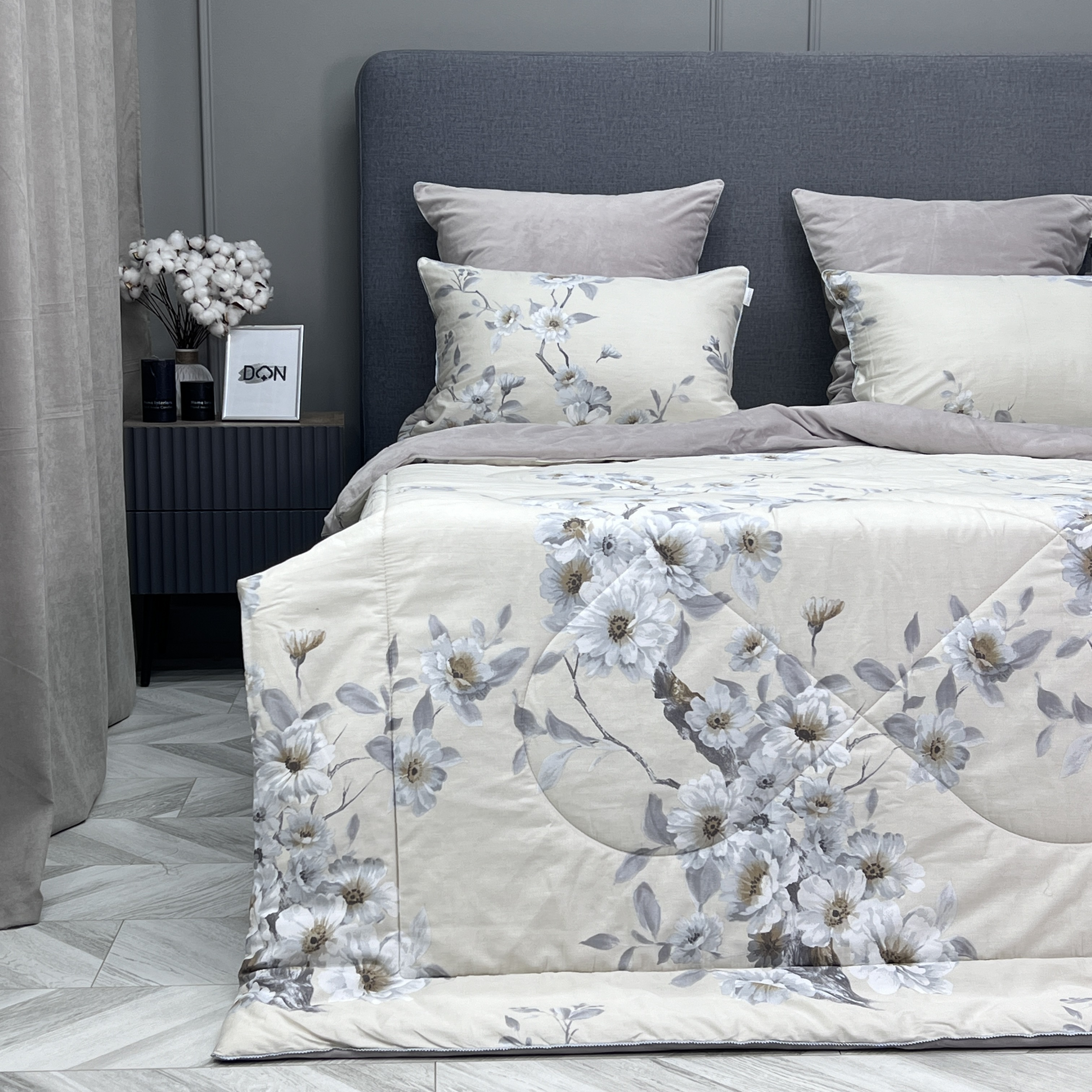 

Комплект с одеялом KAZANOV.A “Вилма” бежевый жемчуг (хлопок-велюр), евро, Хлопок-велюр