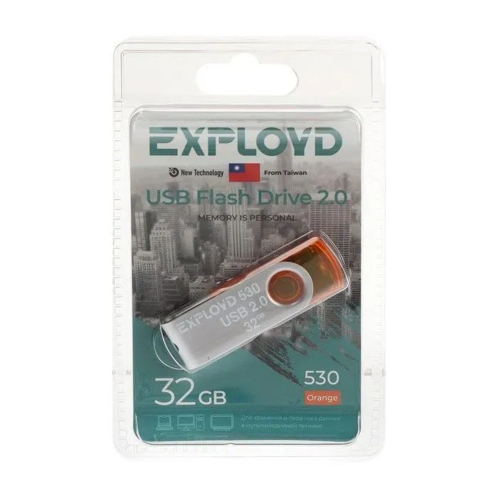 

Флешка Exployd 530, 32 Гб, USB2.0, оранжевая