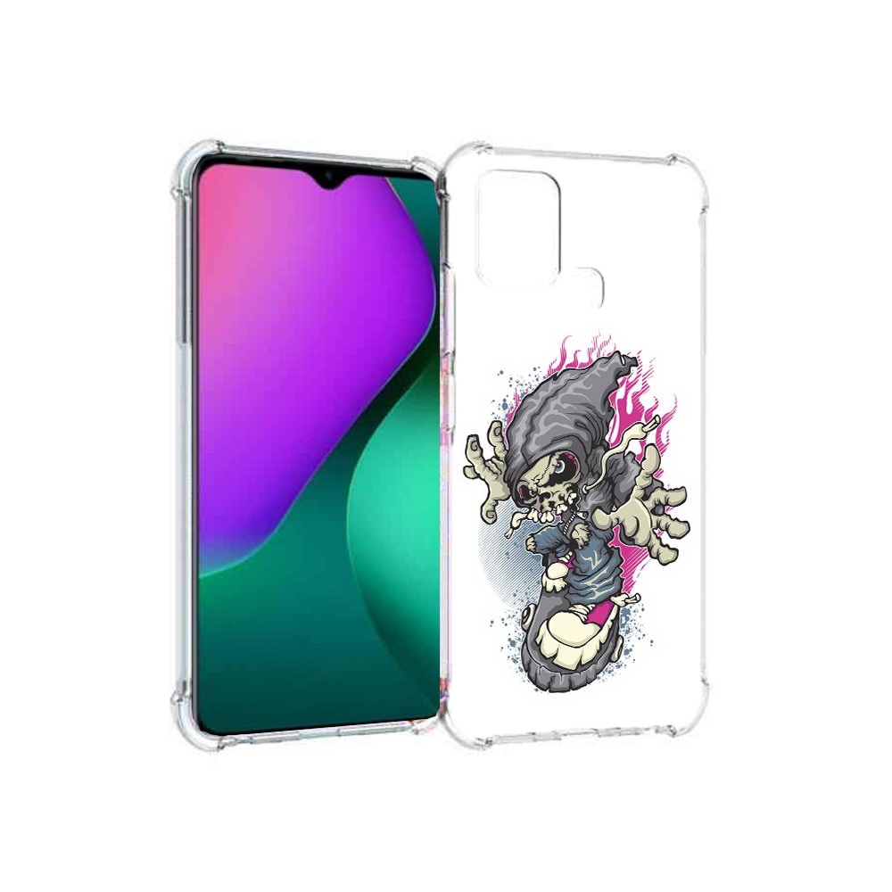 

Чехол MyPads Tocco для Infinix Hot 10 Play нарисованный скелет на скейт борде, Прозрачный, Tocco