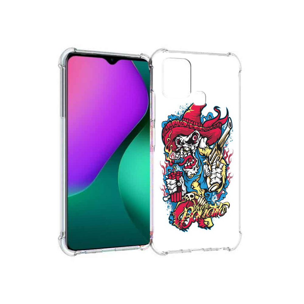 

Чехол MyPads Tocco для Infinix Hot 10 Play нарисованный скелет с писталетом, Прозрачный, Tocco