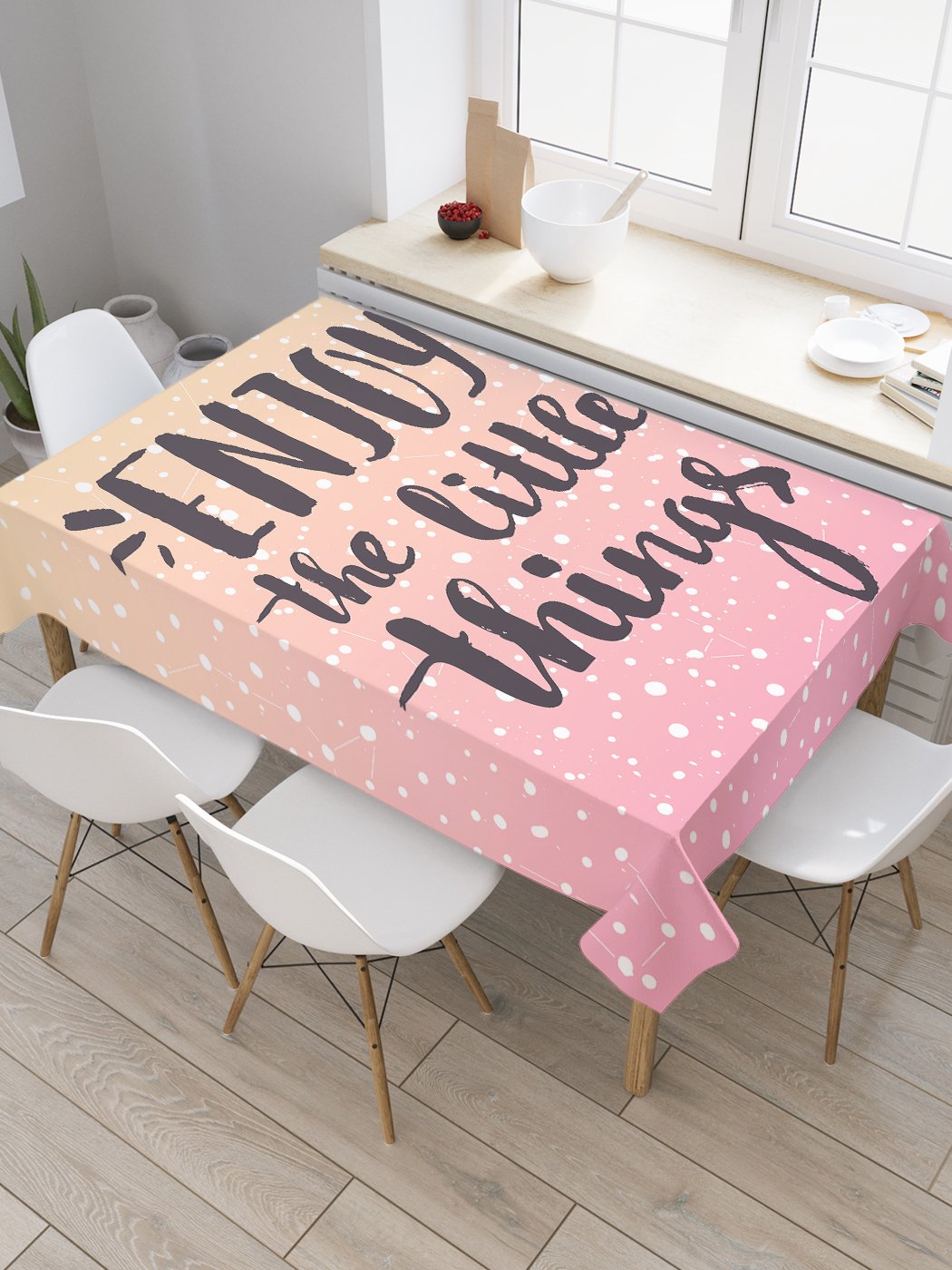 

Скатерть прямоугольная JoyArty "Наслаждайся доступным" из сатена, 180x145 см, Розовый, Наслаждайся доступным