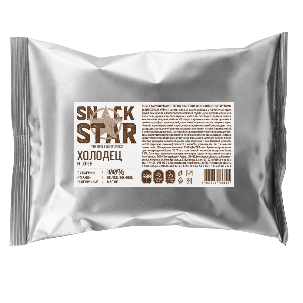 

Сухарики Snack star ржано-пшеничные Холодец/Хрен 500г, Snack star