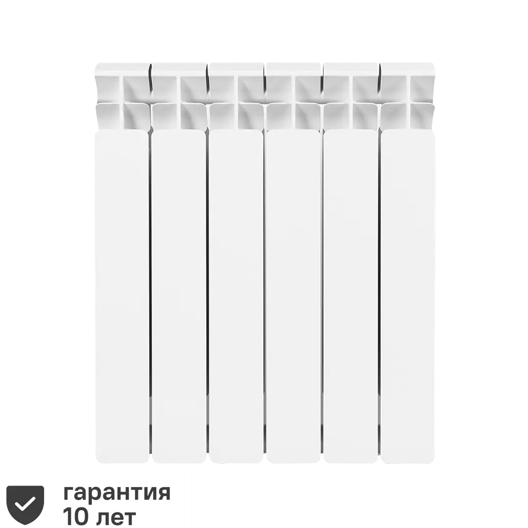 Радиатор Rifar Base 500/100 биметалл 6 секций боковое подключение цвет белый радиатор биметаллический rifar base ventil 500 мм 12 секций 3 4 нижнее правое подключение белый