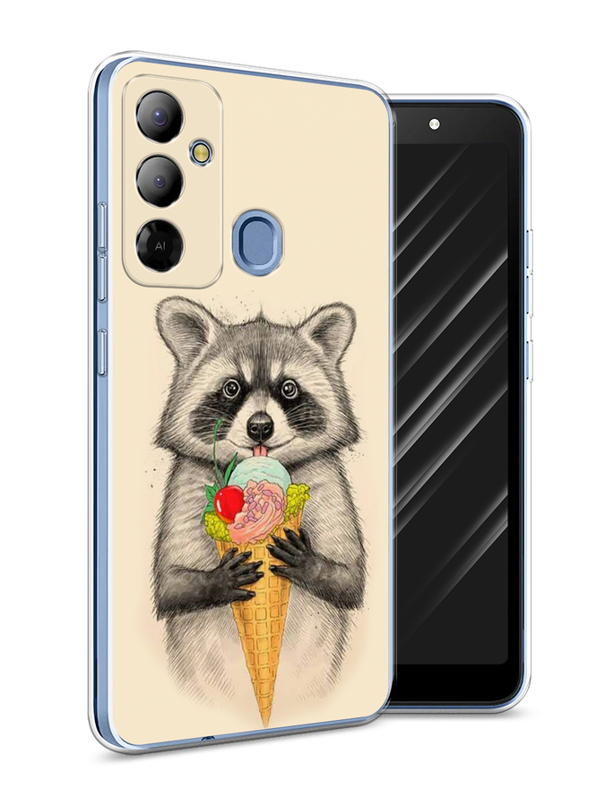

Чехол Awog на Tecno Pop 6 Go "Енот с мороженым", Бежевый;серый, 302950-10