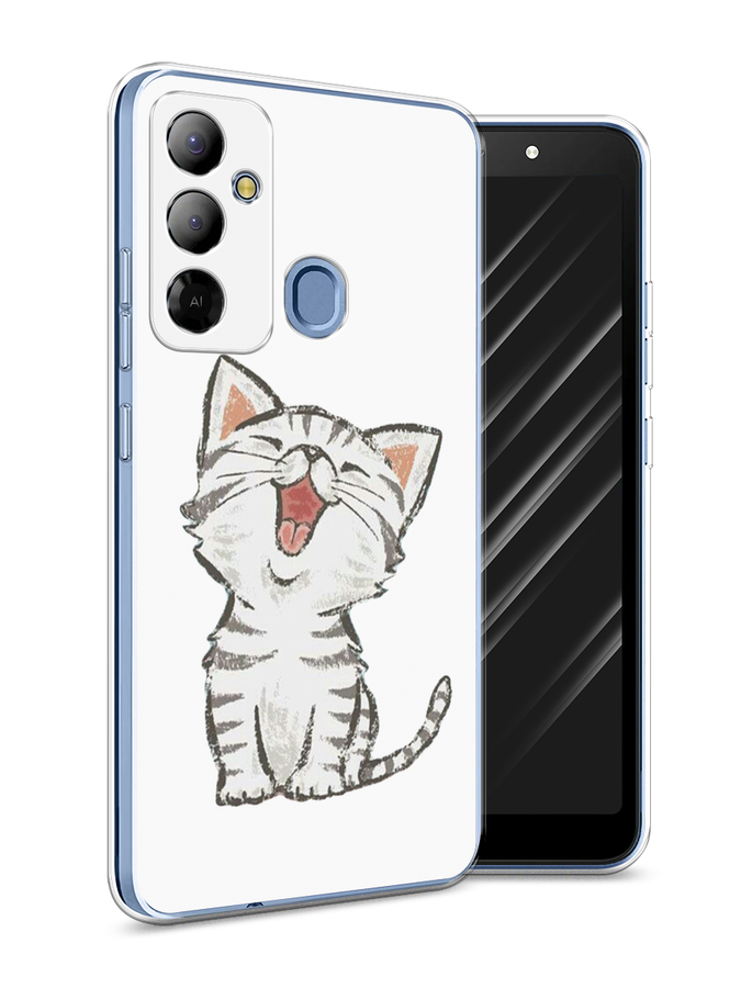 

Чехол Awog на Tecno Pop 6 Go "Котенок рисованный", Серый;белый, 302950-1