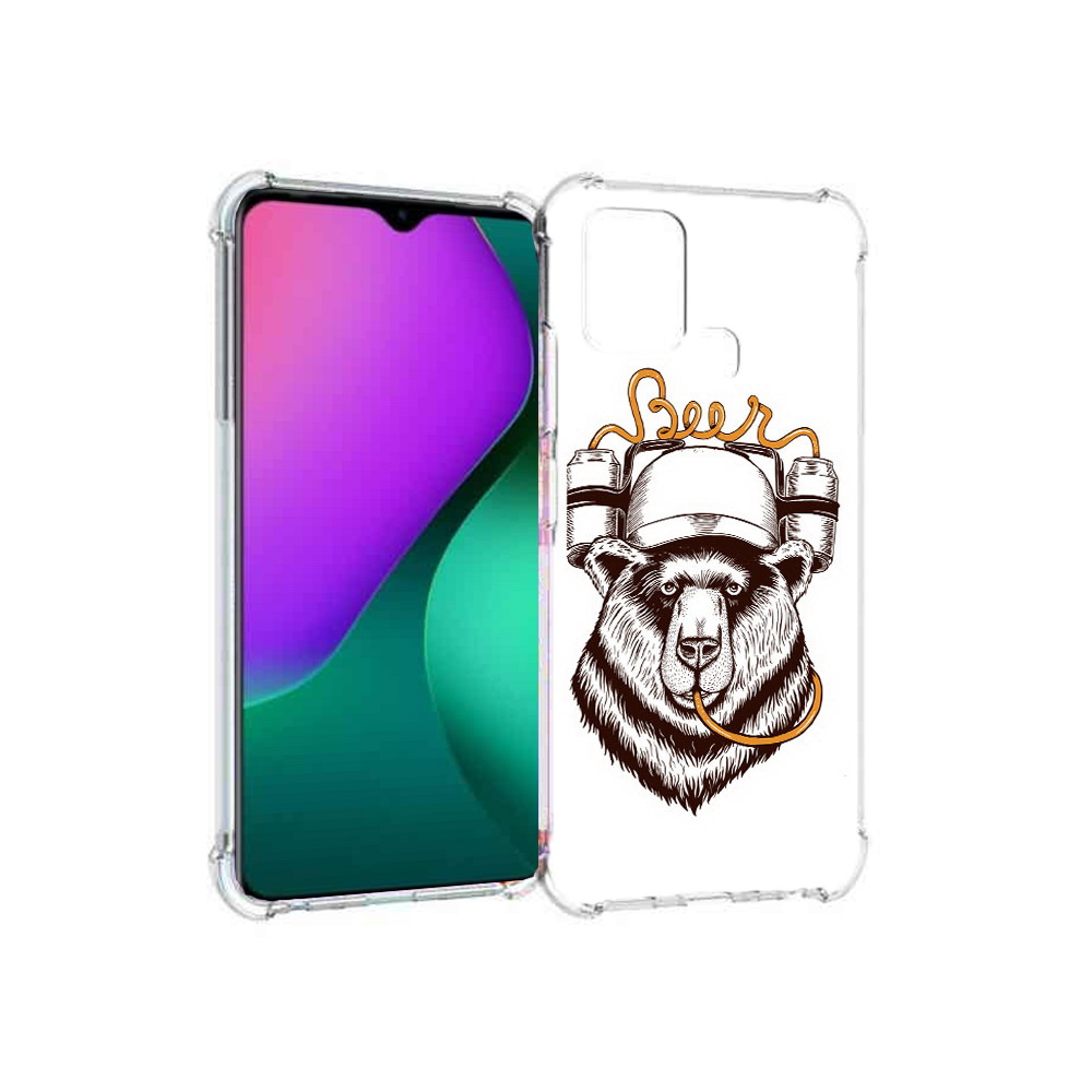 

Чехол MyPads Tocco для Infinix Hot 10 Play пивной медведь, Прозрачный, Tocco