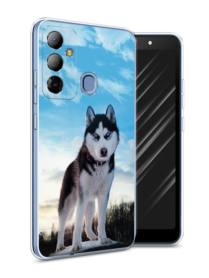 

Чехол Awog на Tecno Pop 6 Go "Хаски 3", Белый;черный;голубой, 302950-2