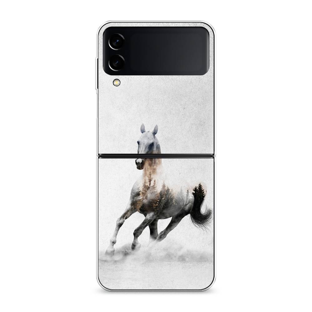 

Чехол Awog на Samsung Galaxy Z Flip 3 / Самсунг Z Flip 3 "Лошадь лес", Серый;черный, 2103750-2