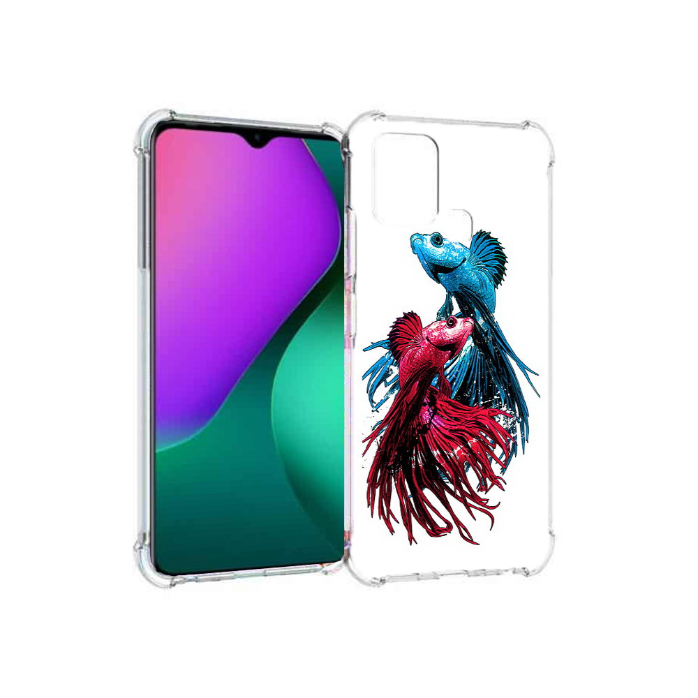 

Чехол MyPads Tocco для Infinix Hot 10 Play рыбы петушки, Прозрачный, Tocco