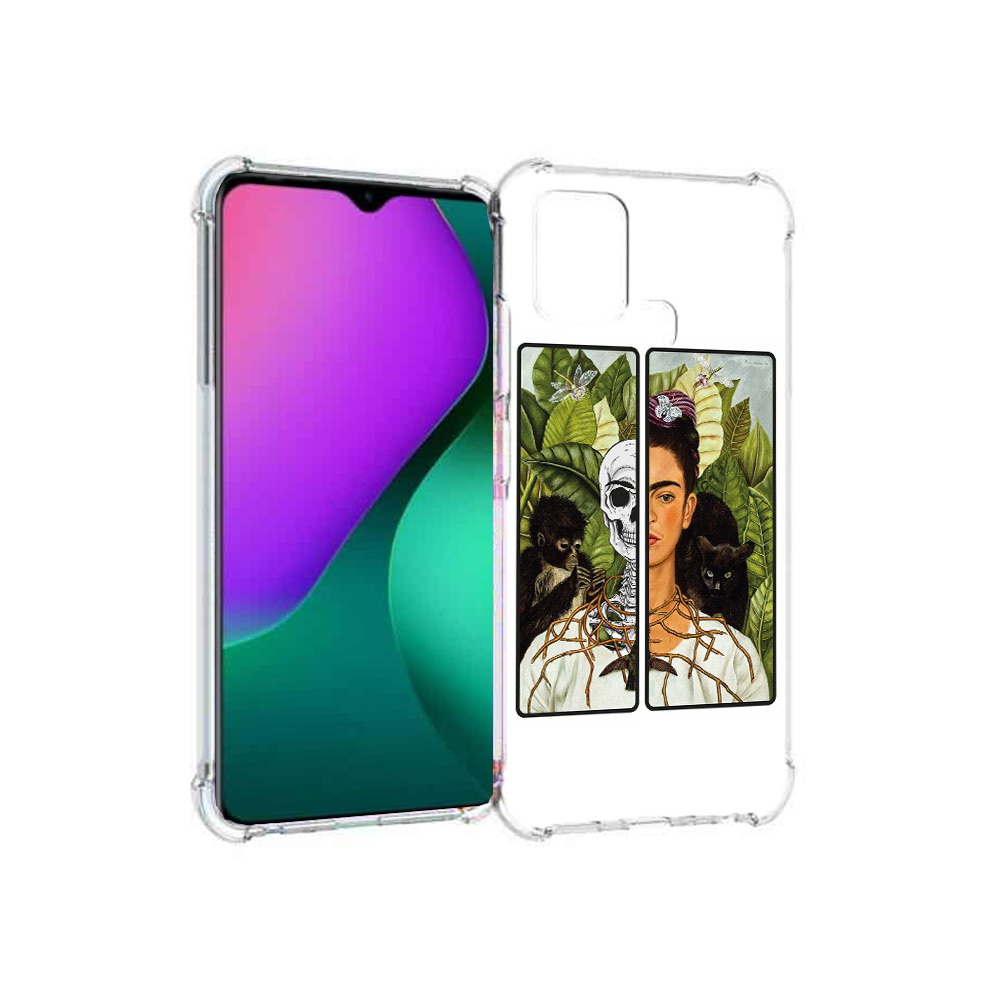 

Чехол MyPads Tocco для Infinix Hot 10 Play сдвоенная картинка девушка скелет, Прозрачный, Tocco