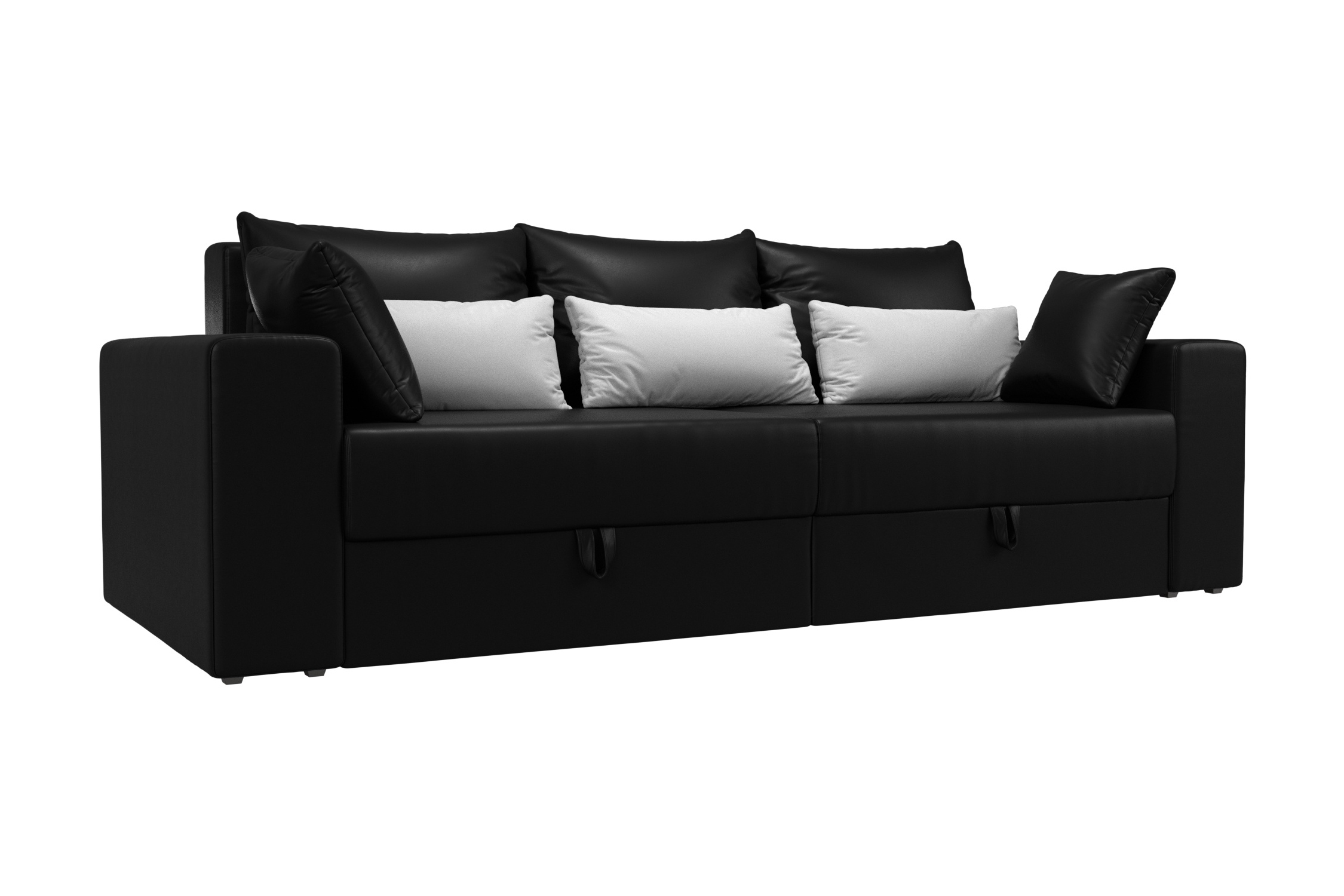 

Диван еврокнижка НОНТОН Майами, 250x105x90 см, экокожа черная / белая, Майами