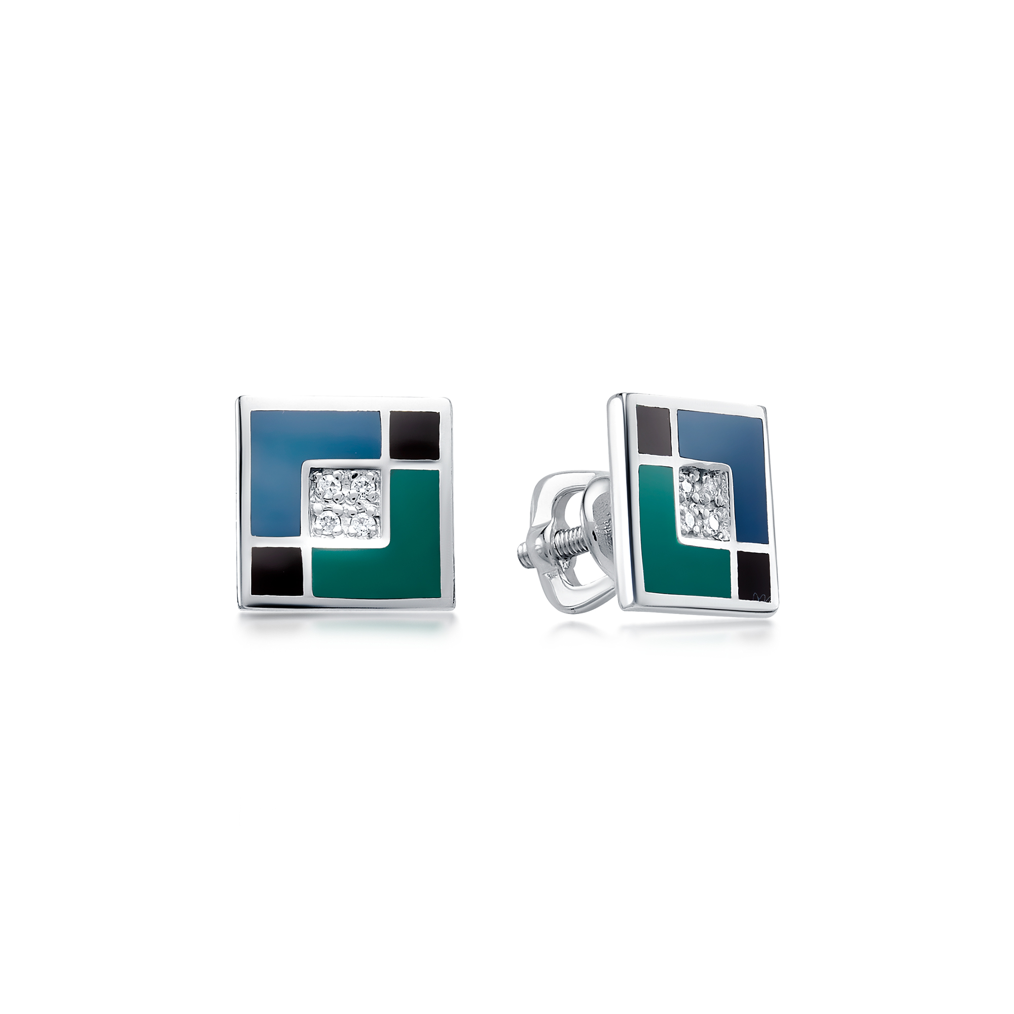 

Серьги из серебра с эмалью 02-0377/ЭМ40-00 АЛЬКОР, 02-0377/ЭМ40-00