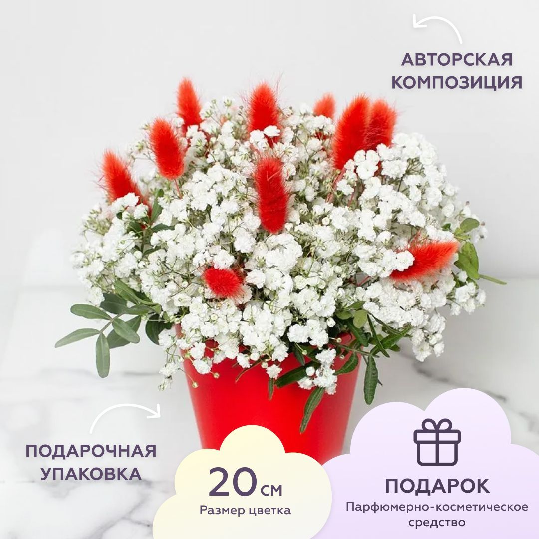 Монобукет Лэтуаль Flowers гипсофила 20 см 3 шт. белый Аврора FLW0006699