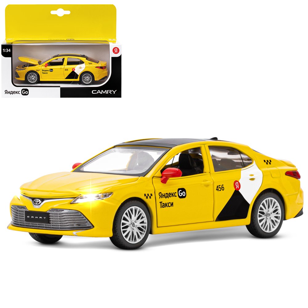 Машинка металлическая Яндекс Go Toyota Camry, 1:34, инерционная, желтый, JB1251482