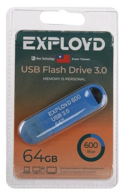 

Флешка Exployd 600 64 ГБ синий