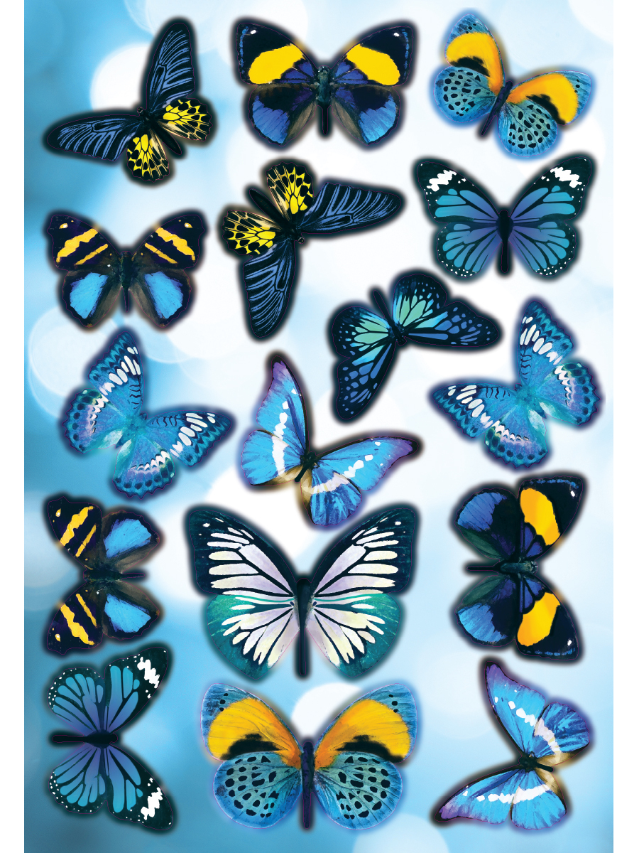 фото Наклейки виниловые для декора decoretto бабочки небесная лазурь