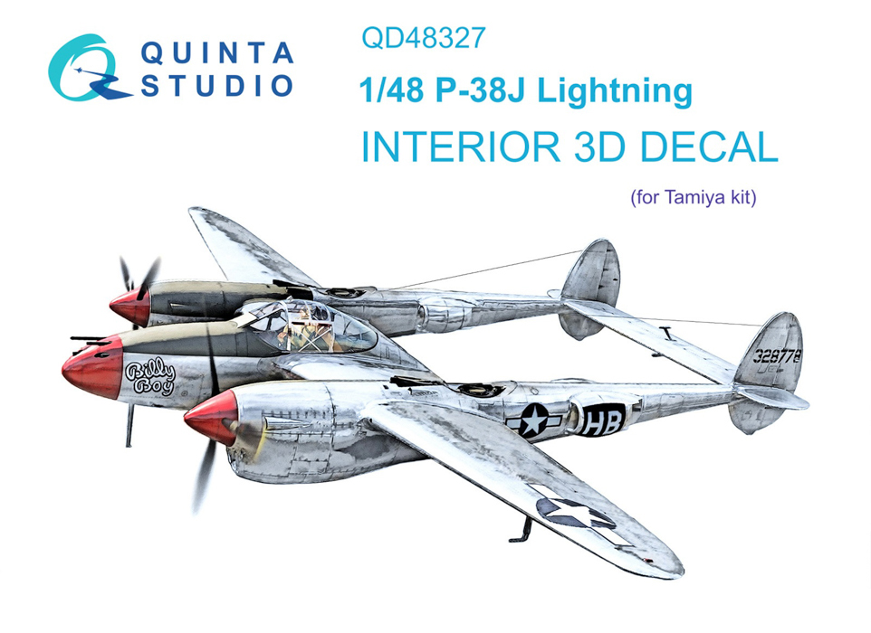 QD48327 3D Декаль интерьера кабины P-38J Tamiya