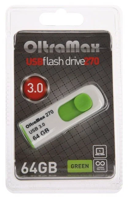 Флешка Oltramax 270 32 ГБ зеленый, белый