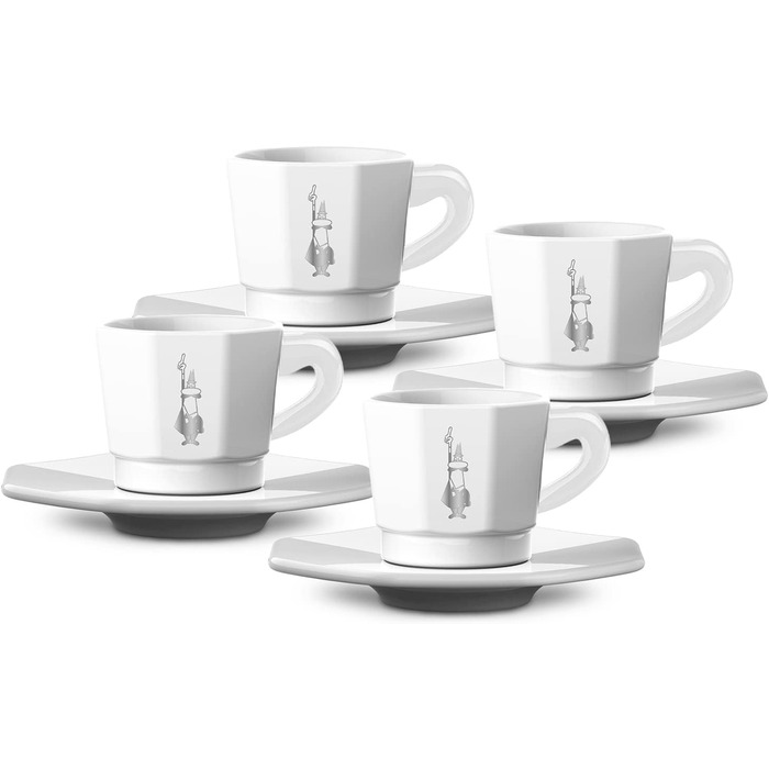 Набор чашек Bialetti Moka Espresso, 9056, фарфор, 75 мл, белый, 4 шт