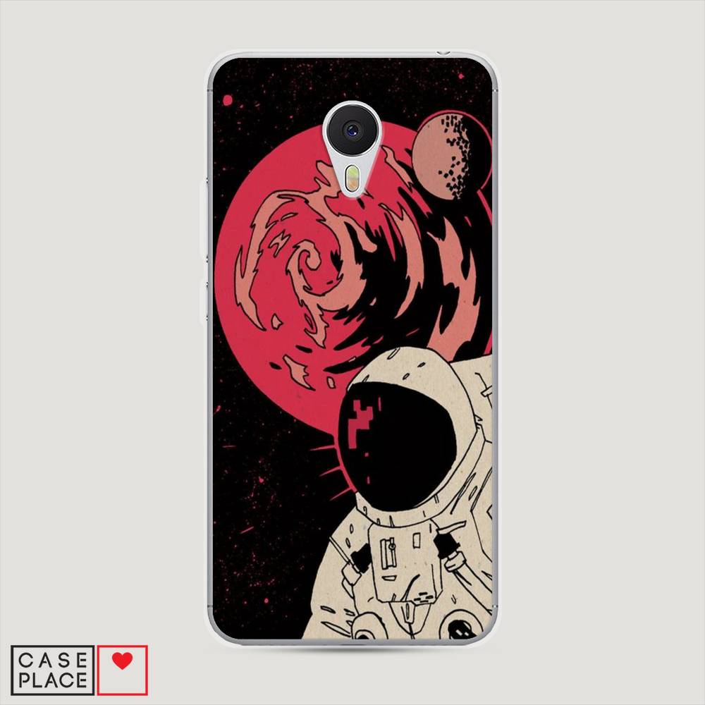 

Чехол на Meizu M3 "Космонавт возле Марса", Черный;красный, 70350-2