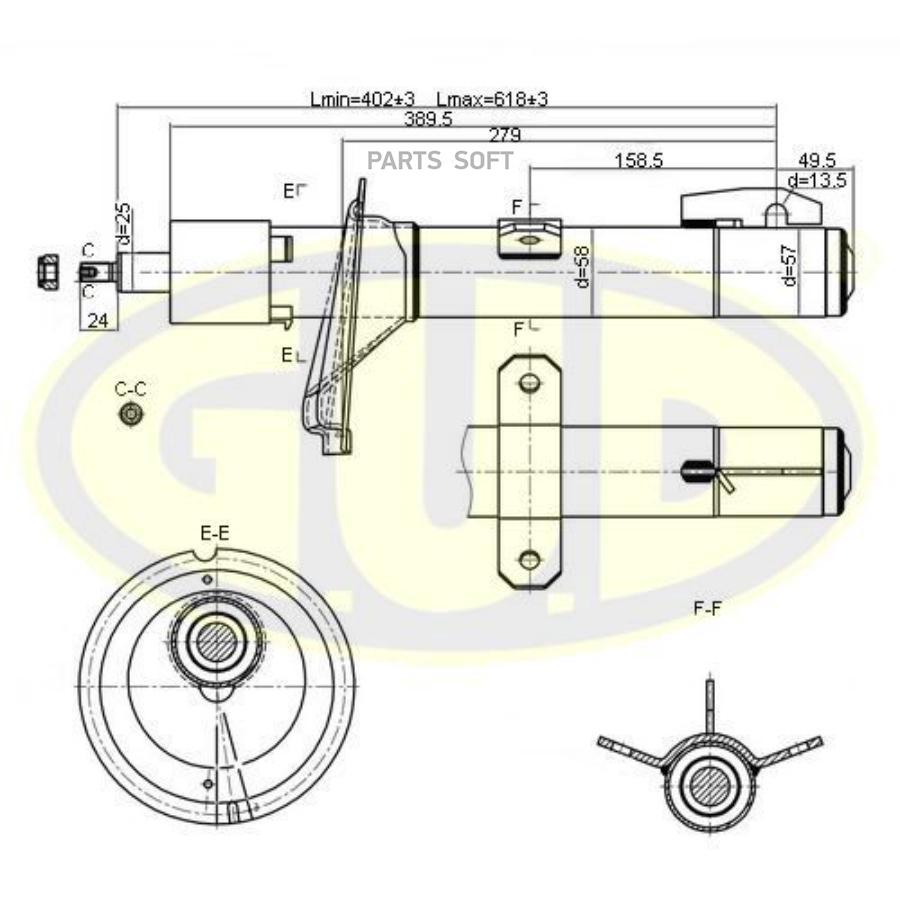 Амортизатор Пер Frd Transit V347 06-14 G.U.D арт. GSA335820