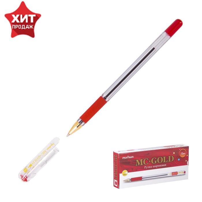 

Ручка шариковая MC Gold, стержень красный, узел 0.5 мм, грип (12 шт)