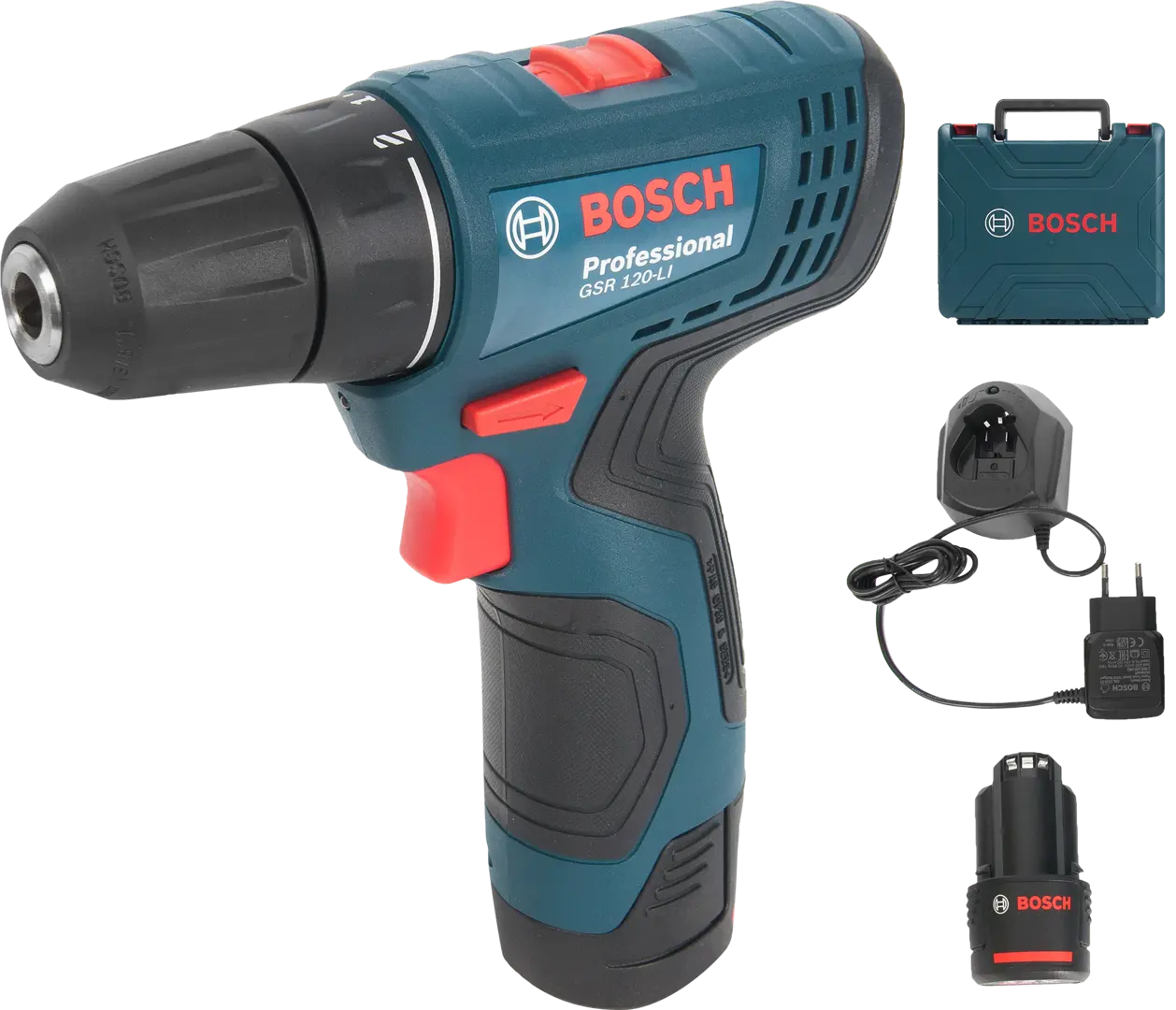 фото Дрель-шуруповерт аккумуляторная bosch gsr 120, 06019g8020, 12 в li-ion 2x2 ач bosch professional