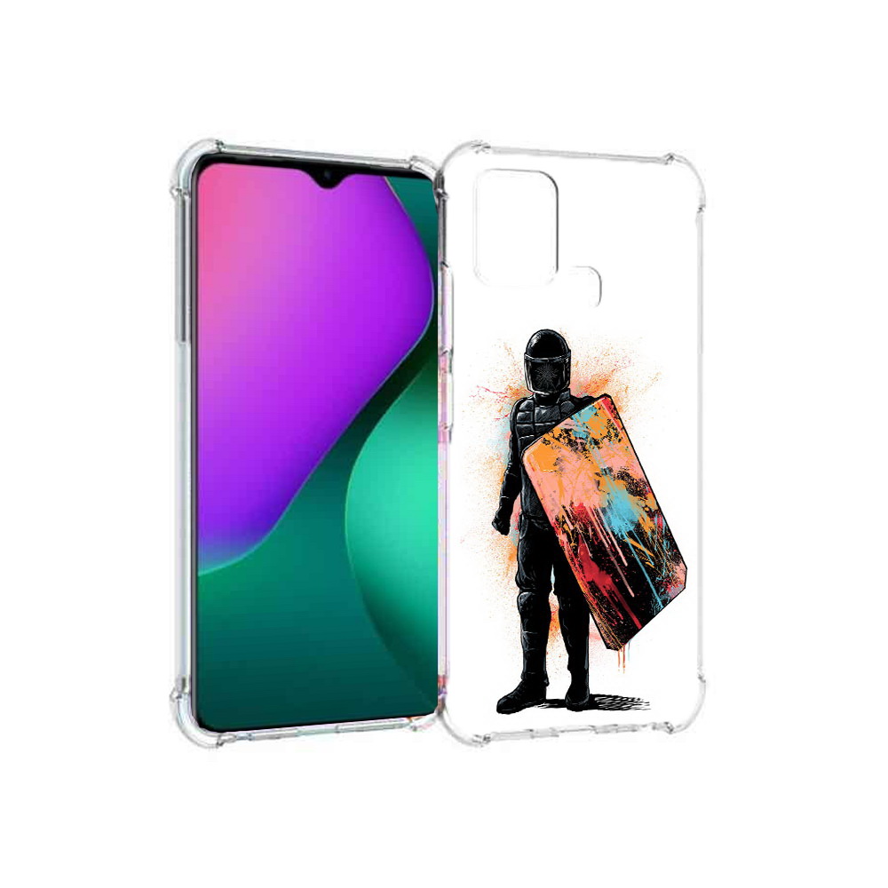 

Чехол MyPads Tocco для Infinix Hot 10 Play солдат с красочным щитом, Прозрачный, Tocco