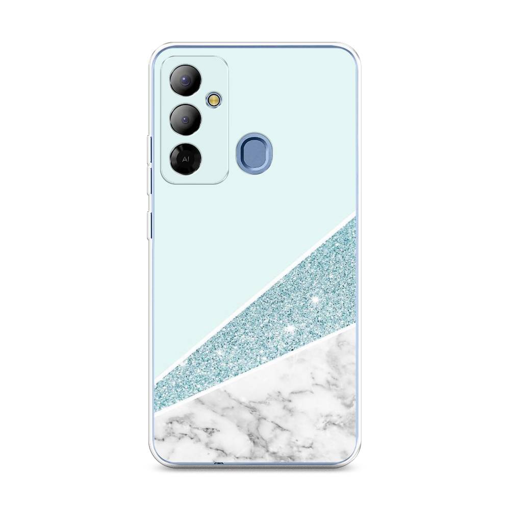 

Чехол Awog на Tecno Pop 6 Go "Мрамор с голубыми блестками", Голубой;белый, 302950-3