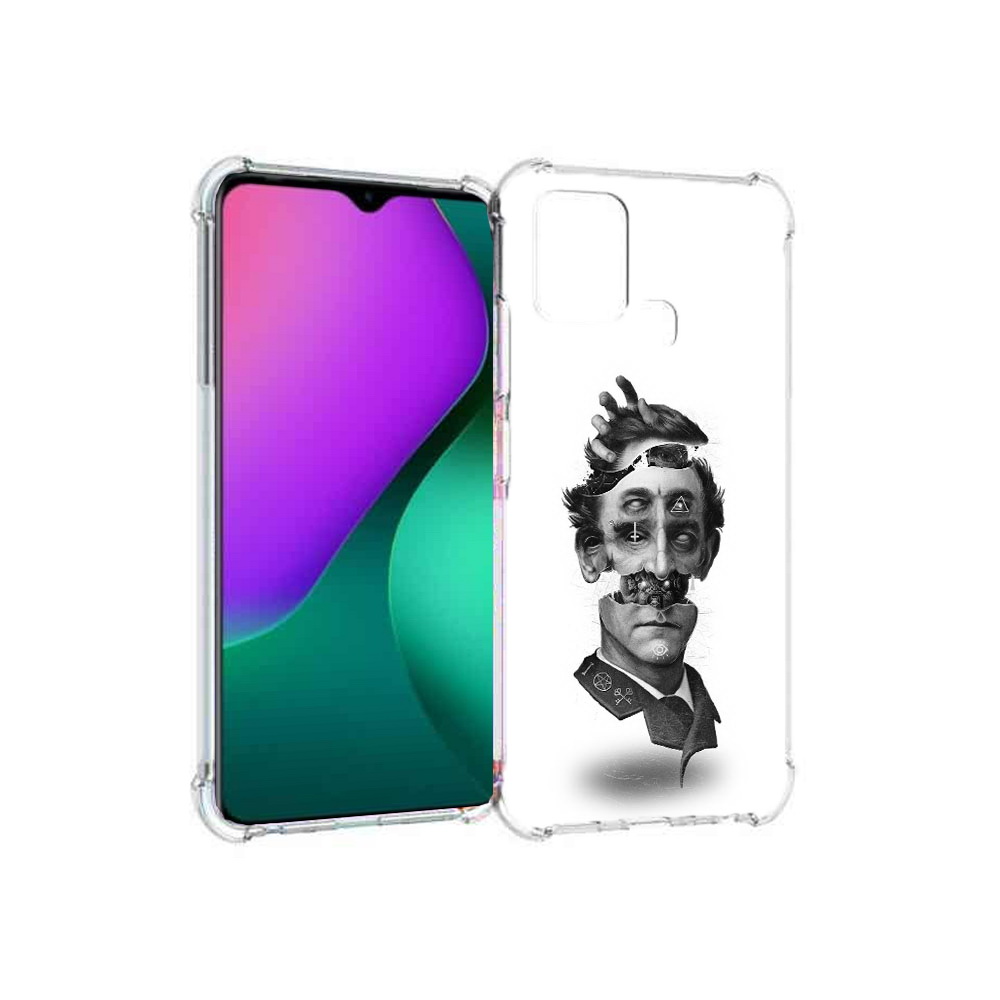 

Чехол MyPads Tocco для Infinix Hot 10 Play страшное лицо абстракция, Прозрачный, Tocco