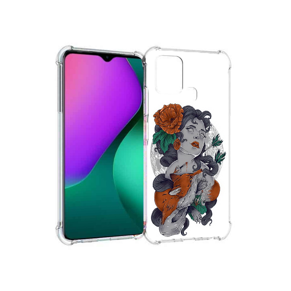 

Чехол MyPads Tocco для Infinix Hot 10 Play темная девушка с лисой, Прозрачный, Tocco