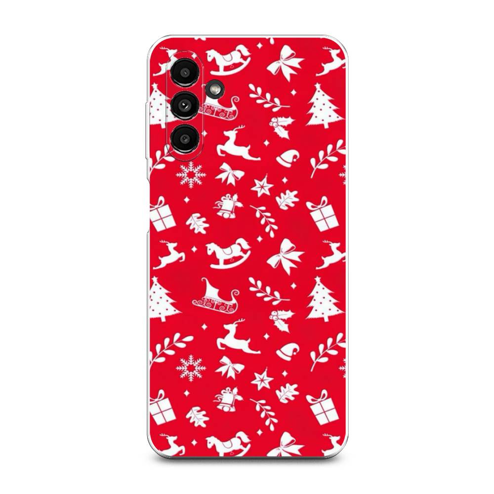 

Чехол на Samsung Galaxy A14 5G "Красный новогодний фон", Красный;белый, 2107250-5