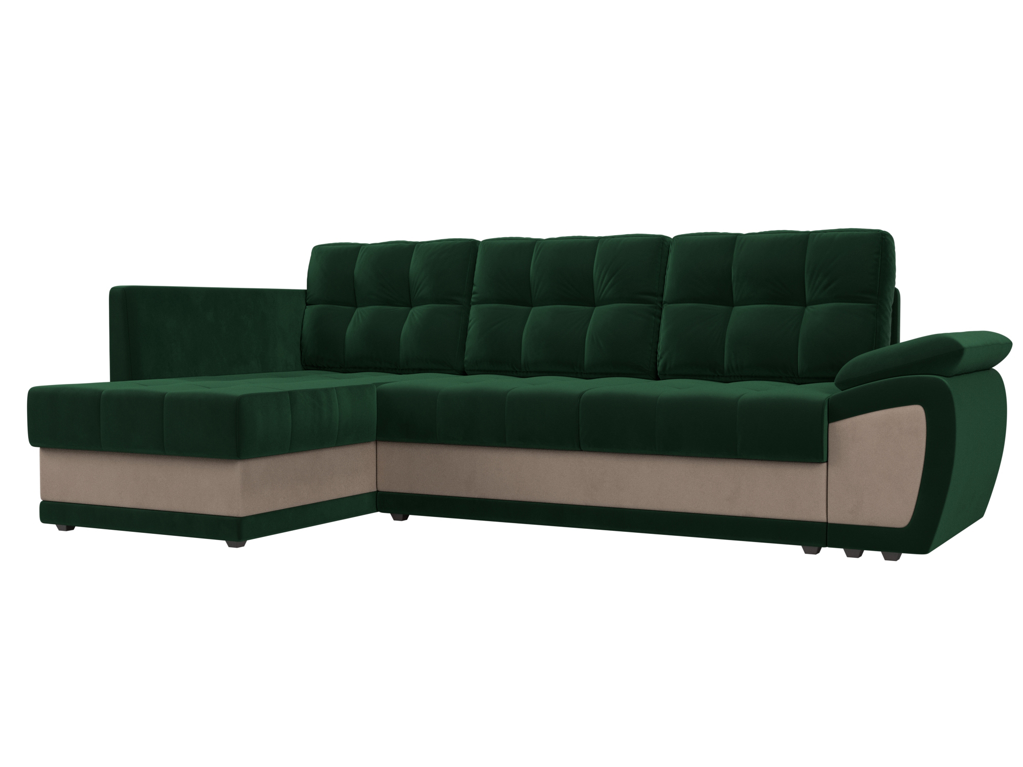 

Угловой диван Нэстор прайм левый велюр зеленый/бежевый, Угловой диван Нэстор прайм левый угол