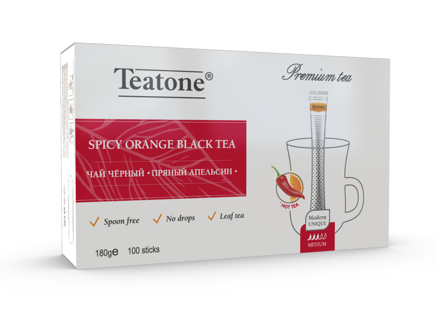 Чай чёрный TEATONE «Пряный апельсин» с апельсином и перцем, 100шт*1,8 г