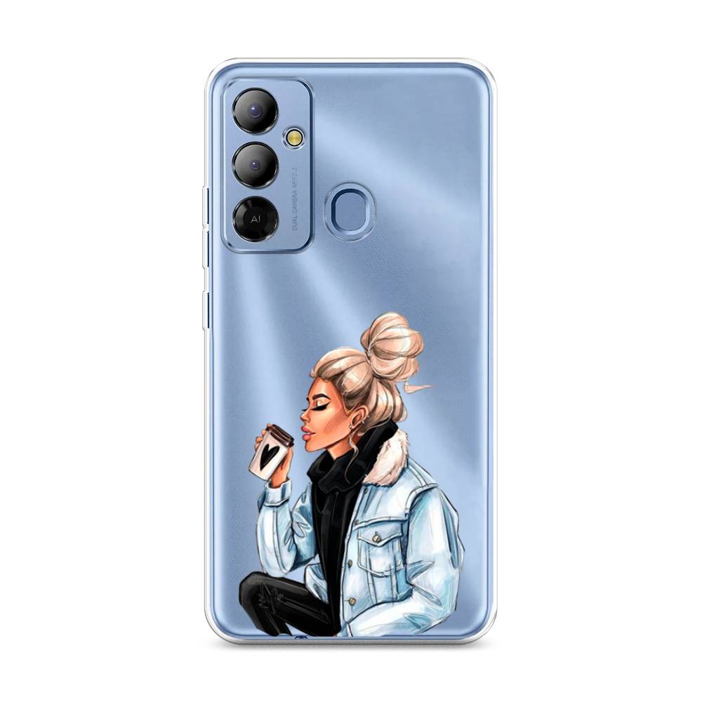 

Чехол Awog на Tecno Pop 6 Go "Cute girl", Бежевый;черный;голубой, 302950-7