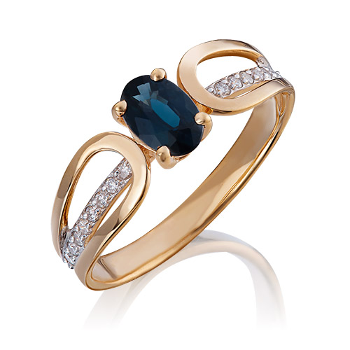 

Кольцо из золота р. 17,5 PLATINA jewelry 01-1461-00-105-1110-30, бриллиант\сапфир, 01-1461-00-105-1110-30