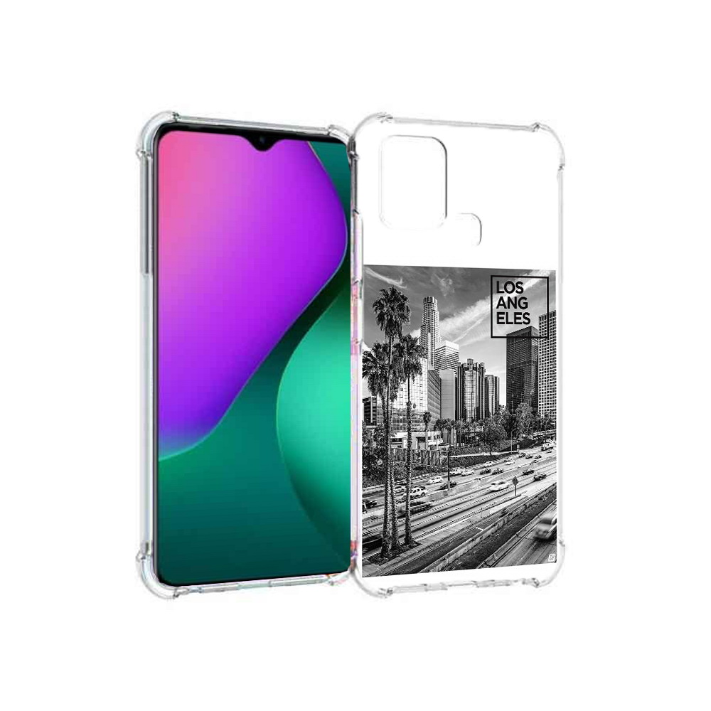 

Чехол MyPads Tocco для Infinix Hot 10 Play черно белый лос анджелес, Прозрачный, Tocco