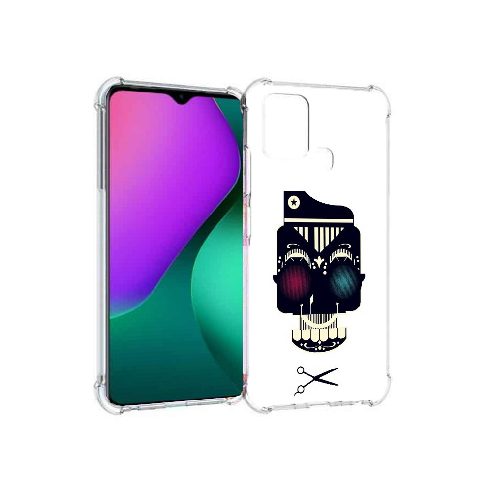 

Чехол MyPads Tocco для Infinix Hot 10 Play черно белый скелет с яркими глазами, Прозрачный, Tocco